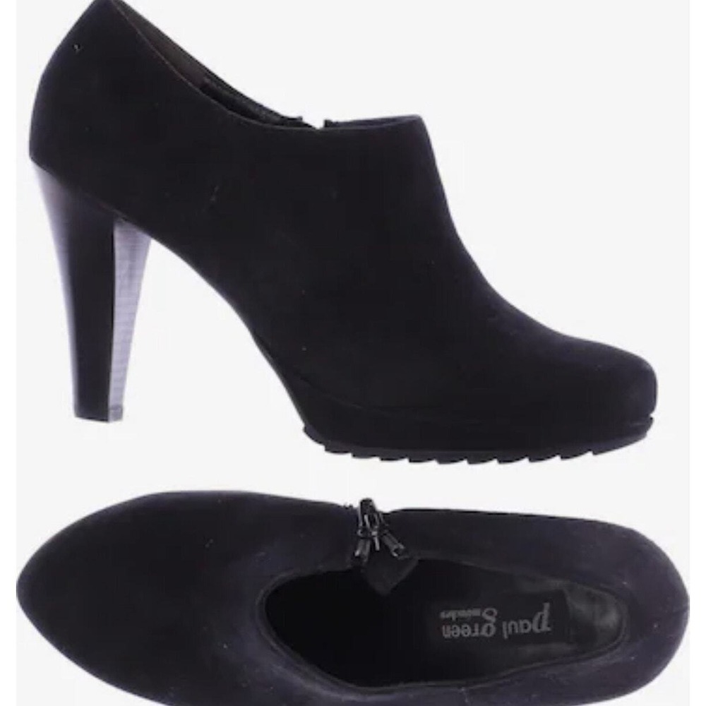 Paul Green Munchen Black Suede Ankle Bootie Side Zip 4" Heel Non Slip Sz 3/5.5US